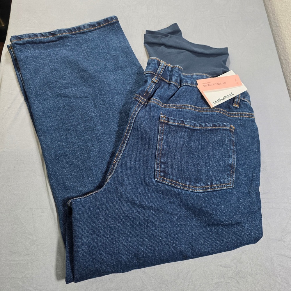 Motherhood Maternity Secret Fit Belly Straight Leg Ankle Jeans Dark Wash Blue, L